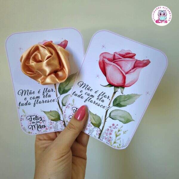 CARTÃO FLOR DE CETIM - Lembrancinha dia das mães - Atividades Alfabetiza - Image 3