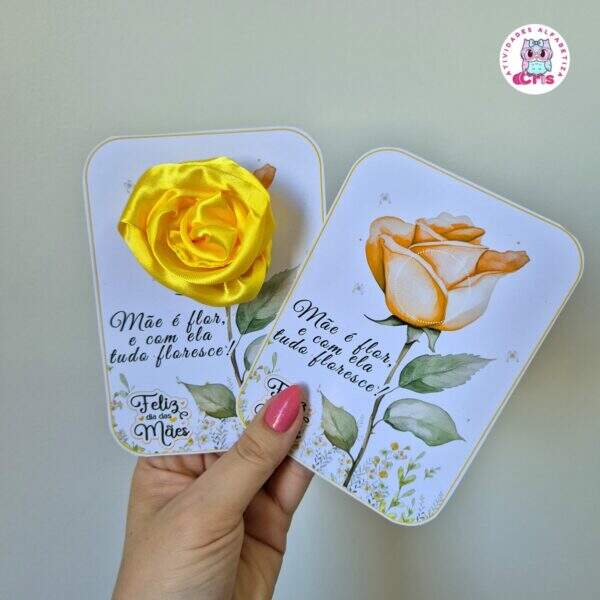 CARTÃO FLOR DE CETIM - Lembrancinha dia das mães - Atividades Alfabetiza - Image 2