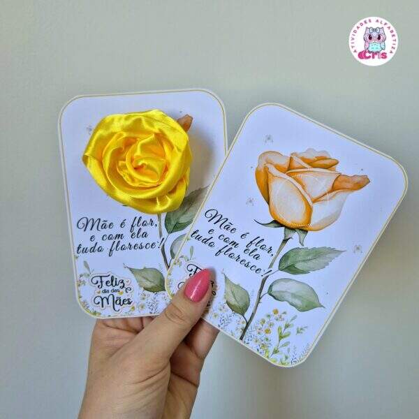 CARTÃO FLOR DE CETIM - Lembrancinha dia das mães - Atividades Alfabetiza - Image 2