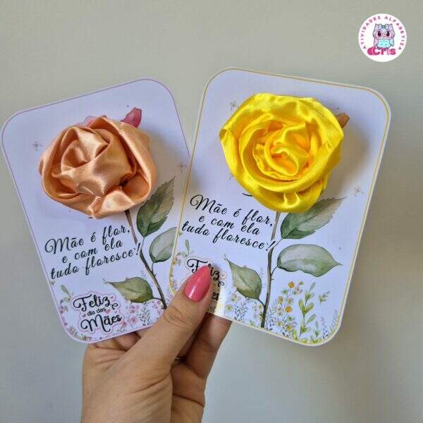 CARTÃO FLOR DE CETIM - Lembrancinha dia das mães - Atividades Alfabetiza