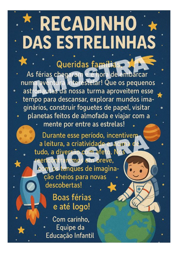 🌟 Recadinho das Estrelinhas — Tema Espacial (PDF para Download) 🌟 - Imagem 2