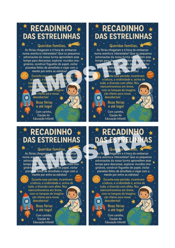 🌟 Recadinho das Estrelinhas — Tema Espacial (PDF para Download) 🌟 - Imagem 4