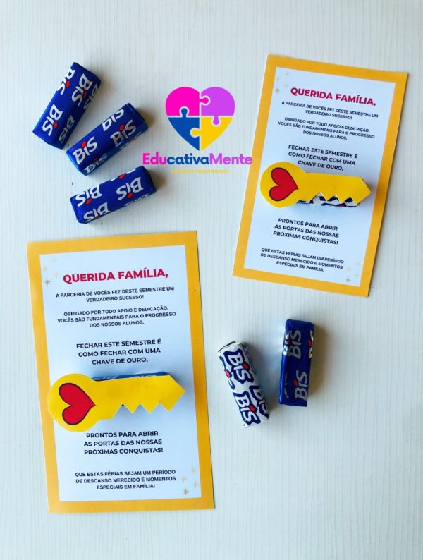 Cartão Reunião Escolar - Chave de Ouro